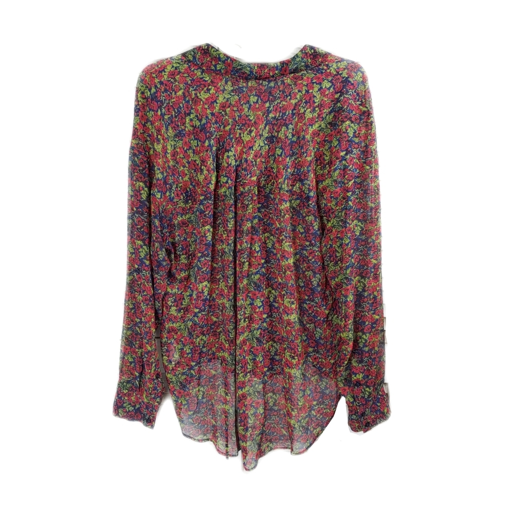 Free People Womens L Flowy Flowery Semi Sheer Button Shirt/Tunic - Picture 7 of 7